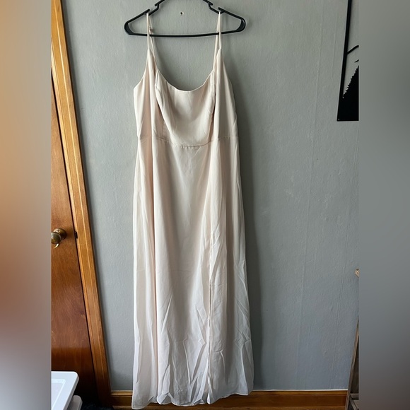 Birdy Grey Champagne Amy Chiffon Bridesmaid Dress Size 1X NWT - Picture 1 of 9